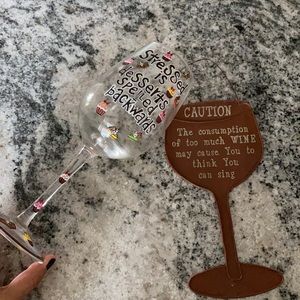 Wine metal sign & wine glass